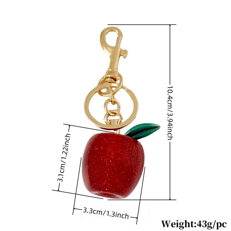 Glittery Red Apple Bag Charm Keychain