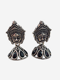 Goddess Durga Face Jhumki, Silver Plated Earrings