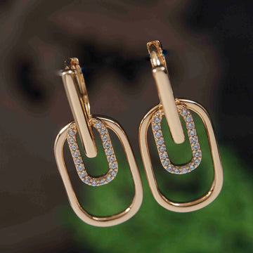 Gold-Plated AD Stone Studded Dangler Earrings