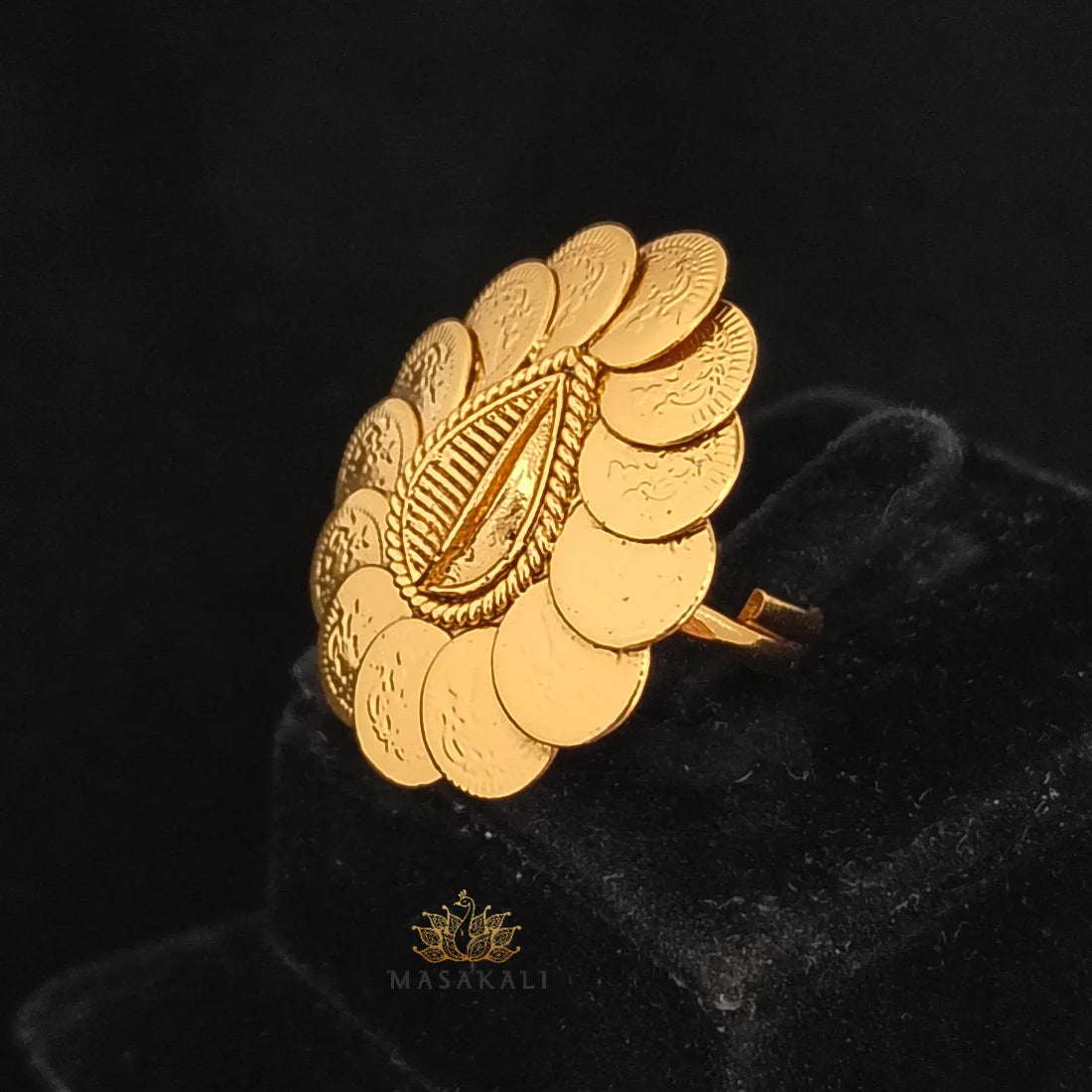 Gold-Plated Antique Adjustable Goddess Lakshmi Temple Ring