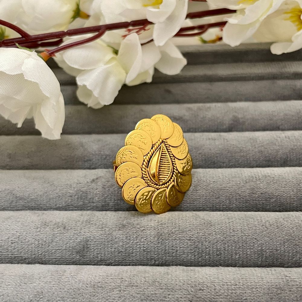 Gold-Plated Antique Adjustable Goddess Lakshmi Temple Ring