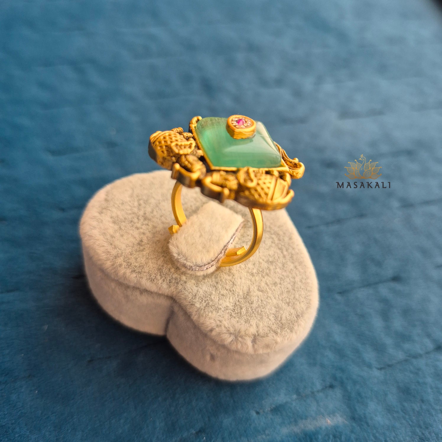 Gold-Plated Antique Elephant Adjustable Finger Ring