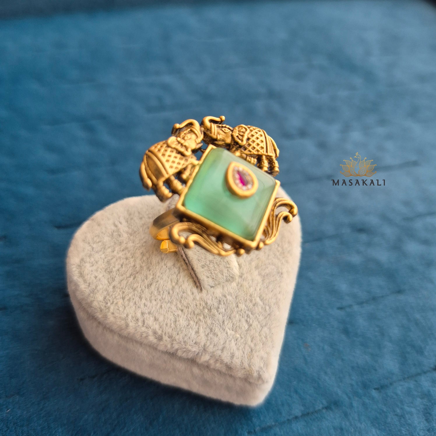 Gold-Plated Antique Elephant Adjustable Finger Ring