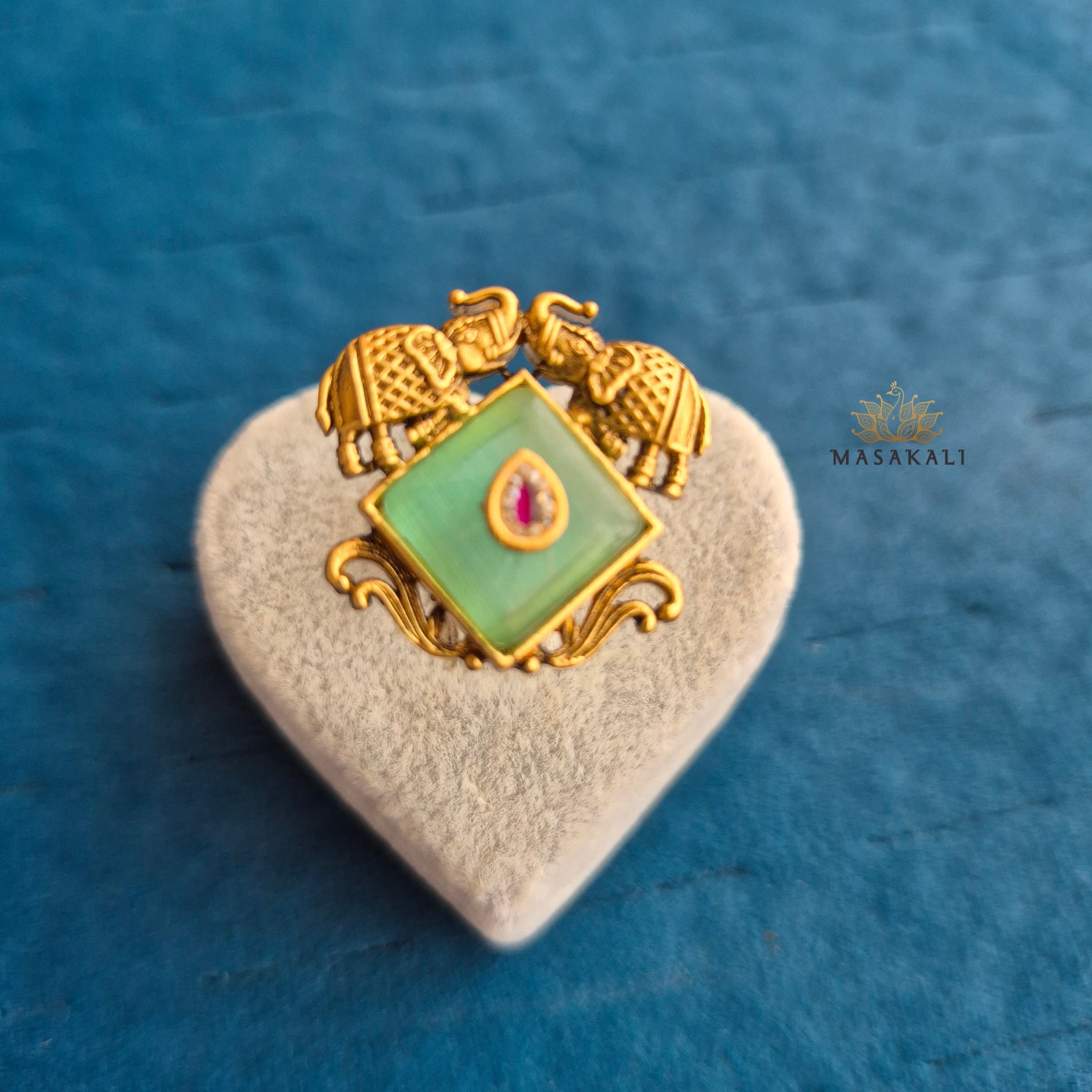 Gold-Plated Antique Elephant Adjustable Finger Ring