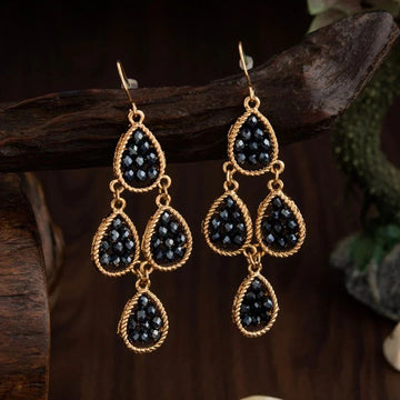Gold-Plated Blue Crystal Dangler Earrings