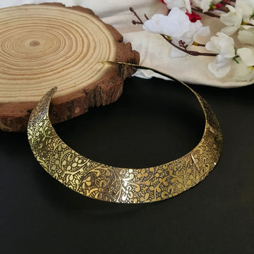 Gold-Plated Brass Hasli Necklace, Antique Choker
