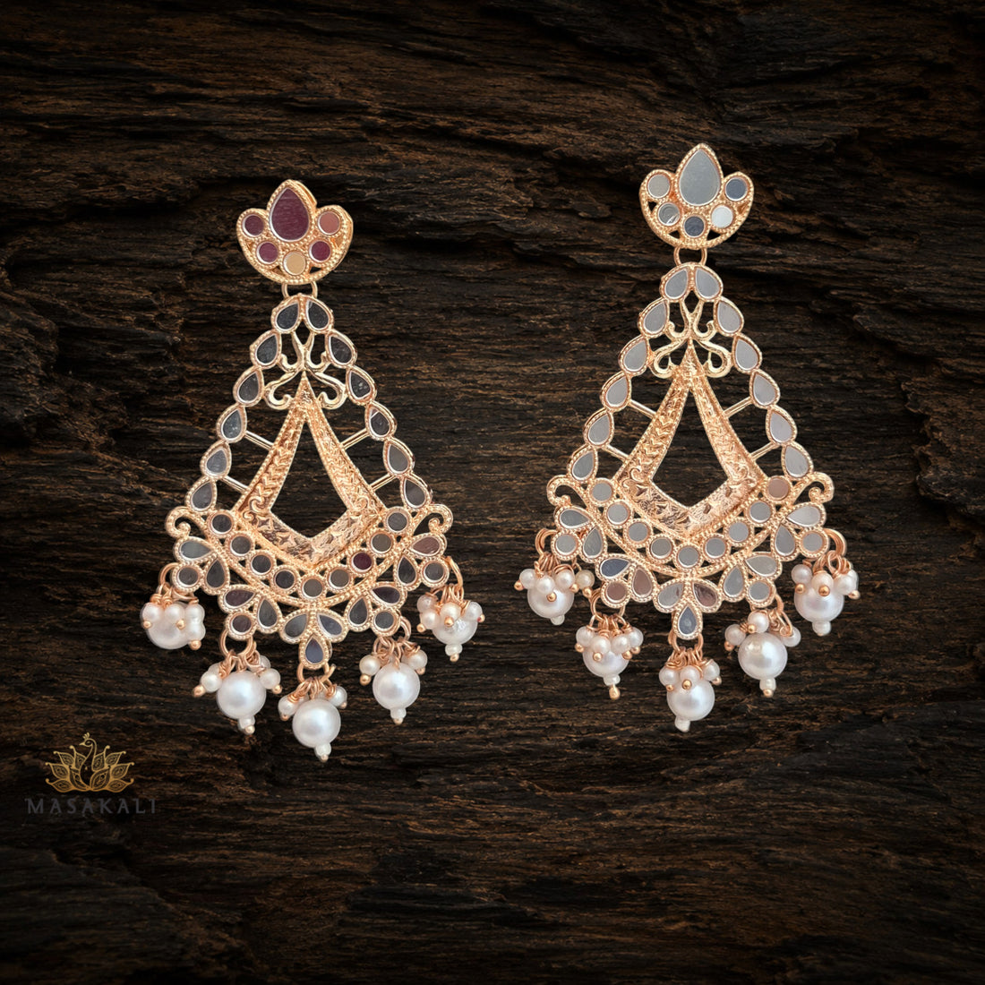 Gold-Plated Chandelier Pearl Dangler Earrings