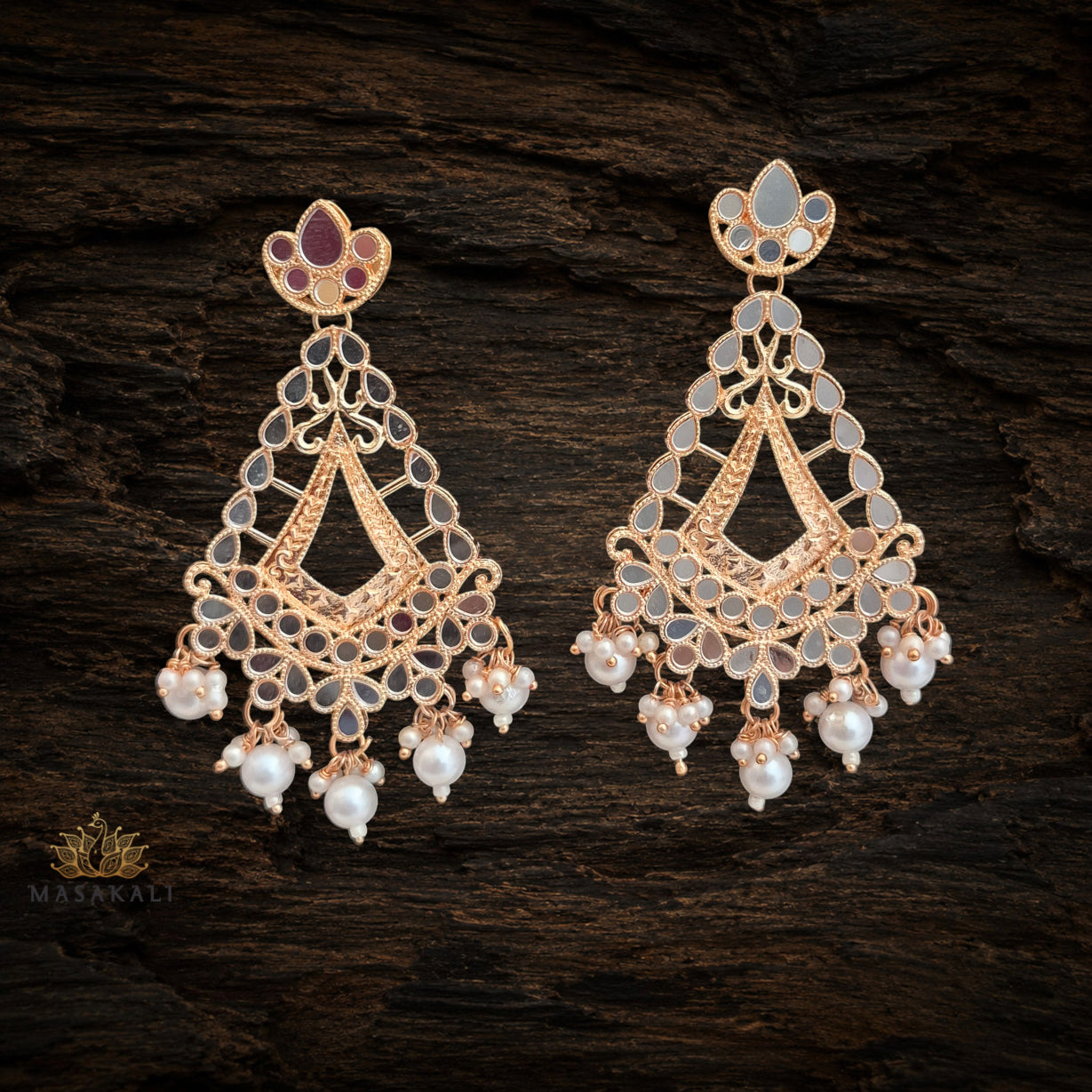 Gold-Plated Chandelier Pearl Dangler Earrings