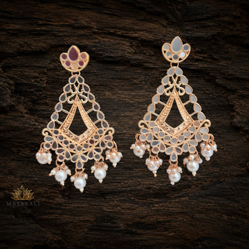 Gold-Plated Chandelier Pearl Dangler Earrings