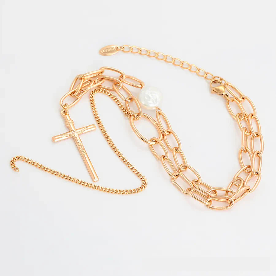 Gold-Plated Christ Crucifix Cross Pendant Necklace