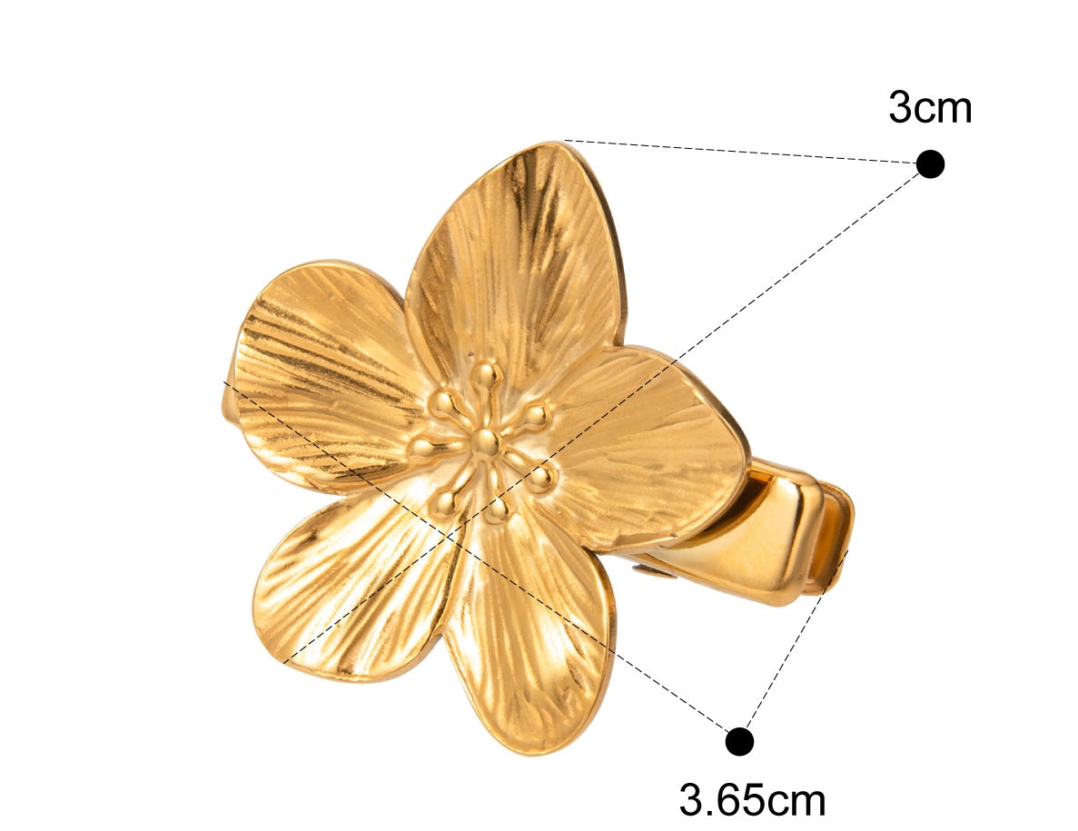 Gold-Plated Flower Design Hair Clip