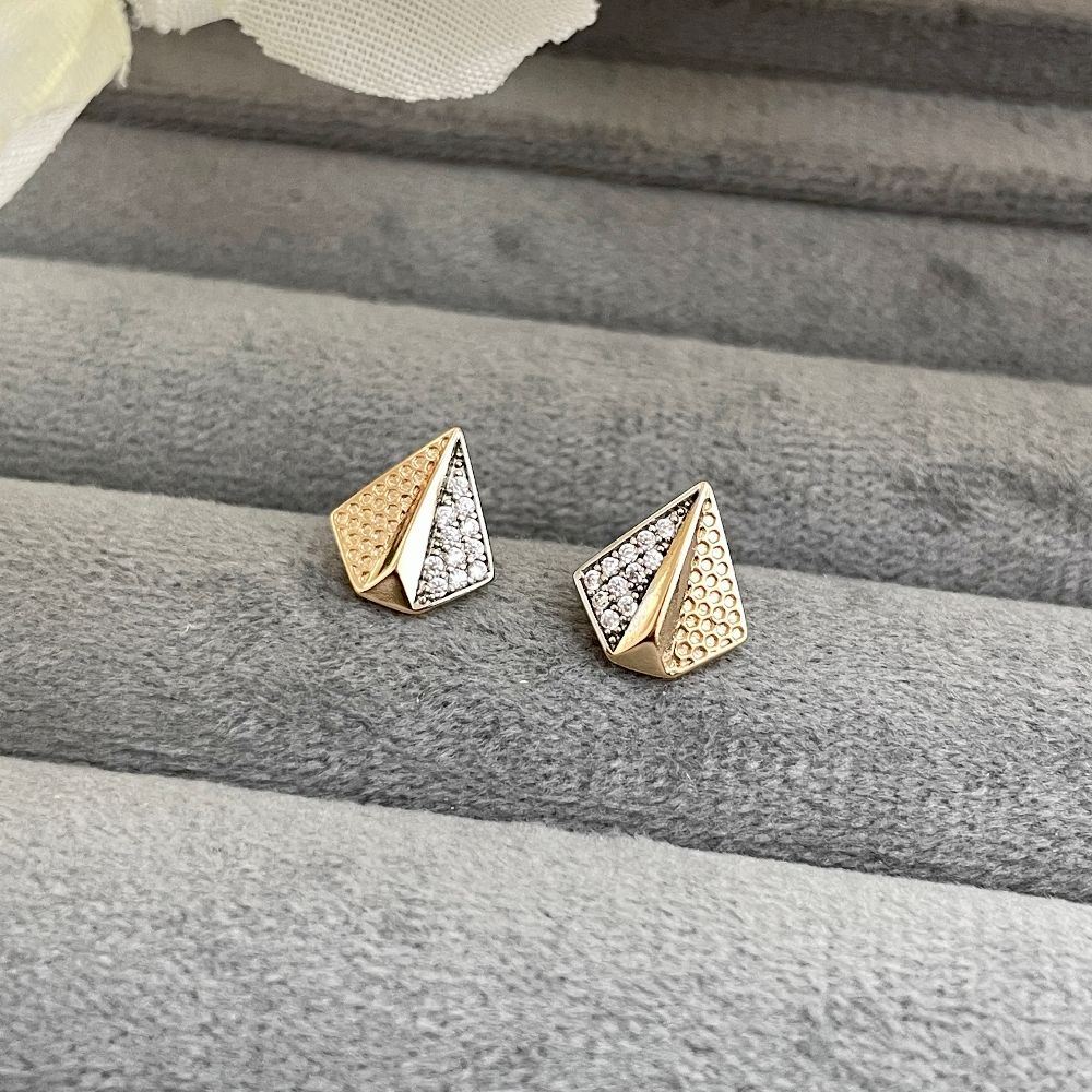 Gold-Plated Geometric Shaped Anti-Tarnish CZ Stone-Studded Earrings