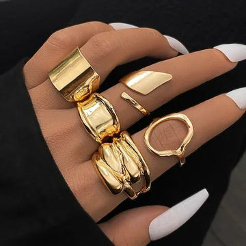 Gold-Plated Geometric Stacking Rings 5-Pack