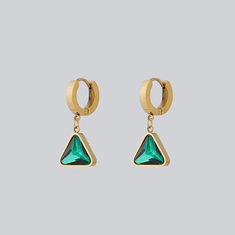 Gold-Plated Green Gemstone Anti-Tarnish Drop Earrings