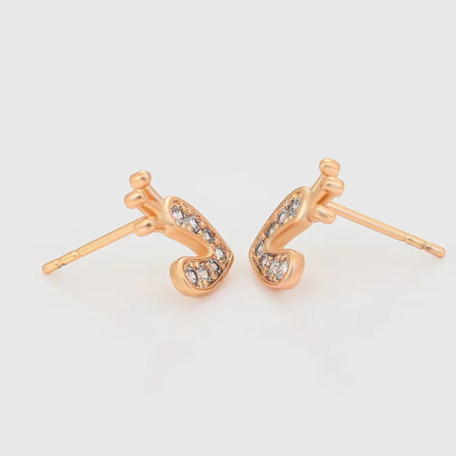 Gold-Plated Heart-Shaped AD Embellished Stud Earrings