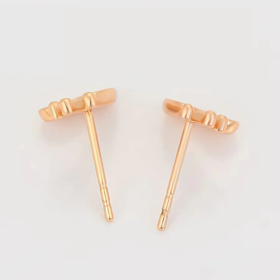 Gold-Plated Heart-Shaped AD Embellished Stud Earrings