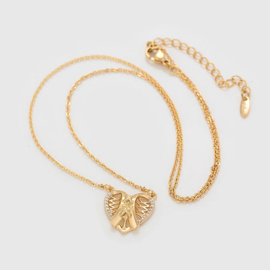 Gold-Plated Heart-Shaped CZ Stone-Studded Demi-Fine Pendant Necklace