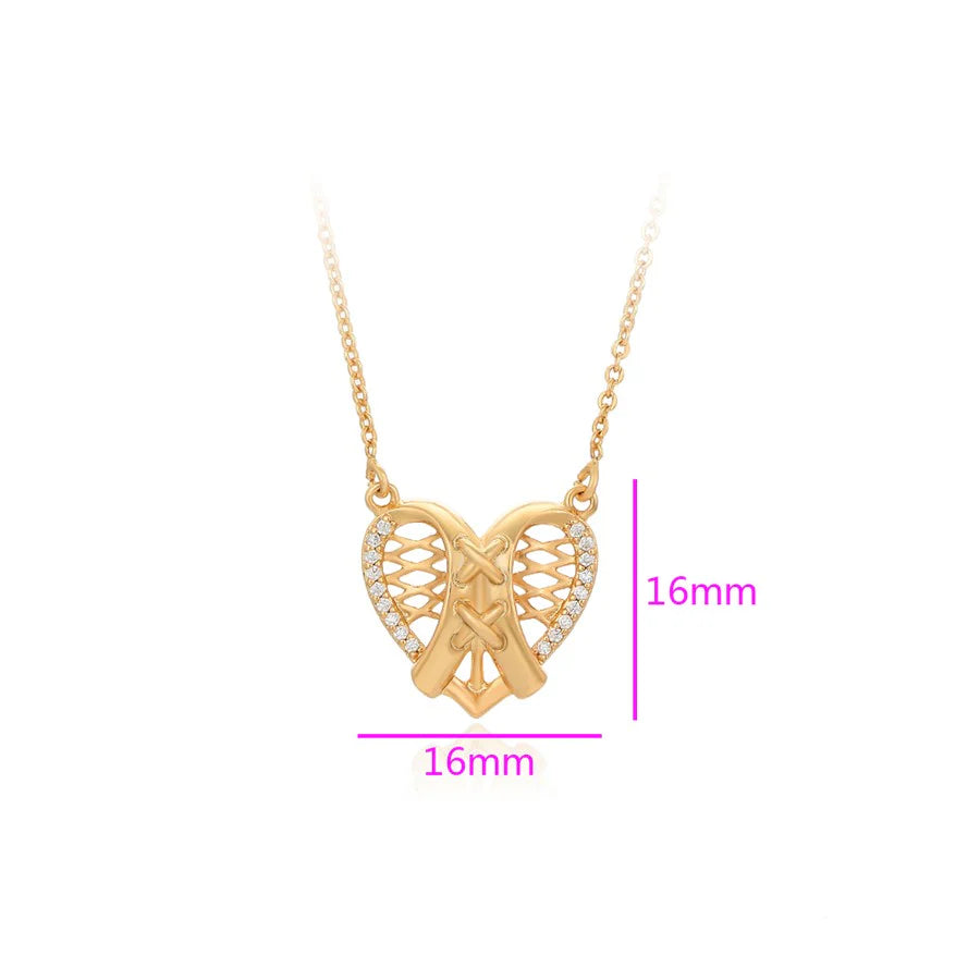 Gold-Plated Heart-Shaped CZ Stone-Studded Demi-Fine Pendant Necklace