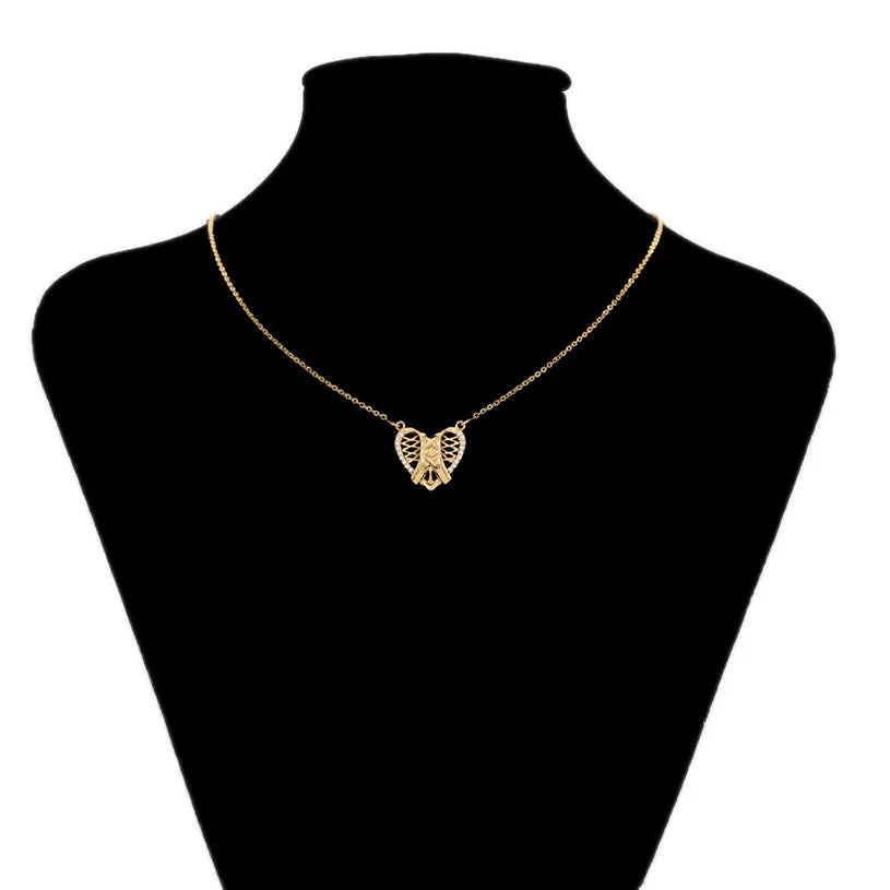 Gold-Plated Heart-Shaped CZ Stone-Studded Demi-Fine Pendant Necklace