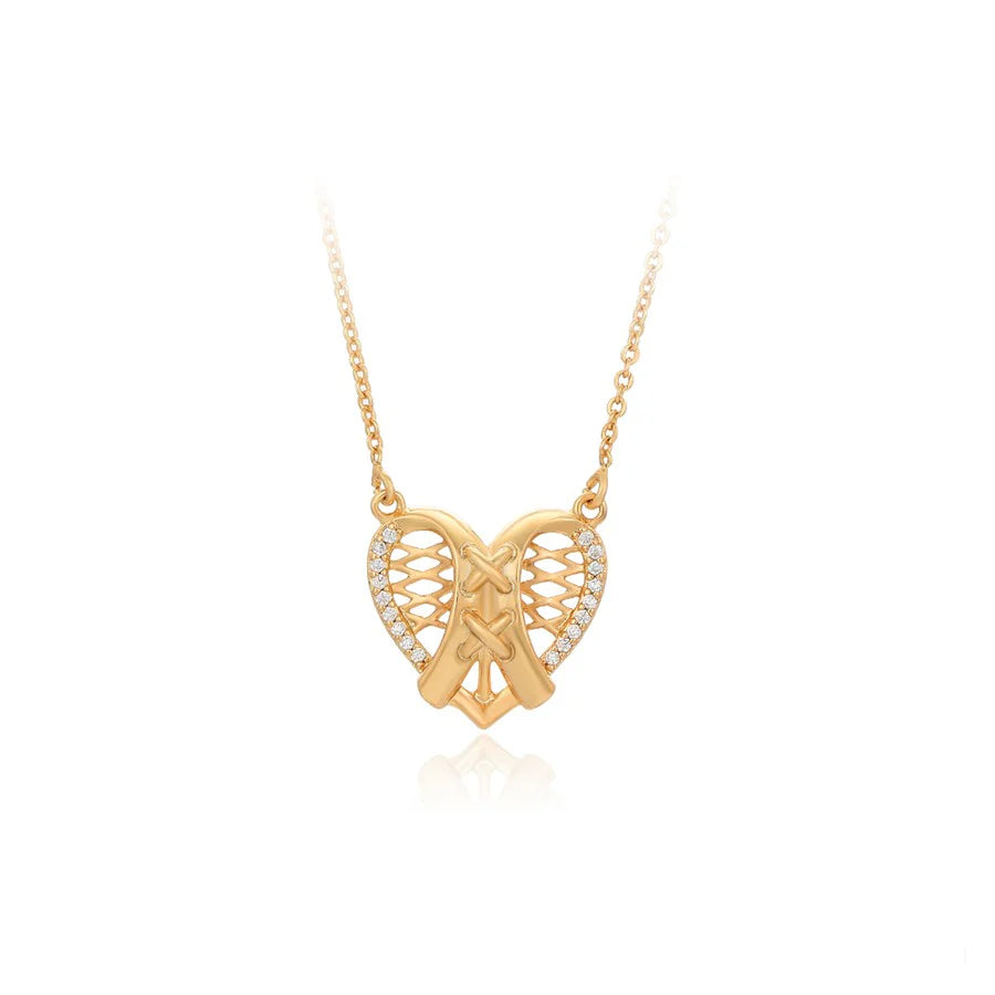 Gold-Plated Heart-Shaped CZ Stone-Studded Demi-Fine Pendant Necklace