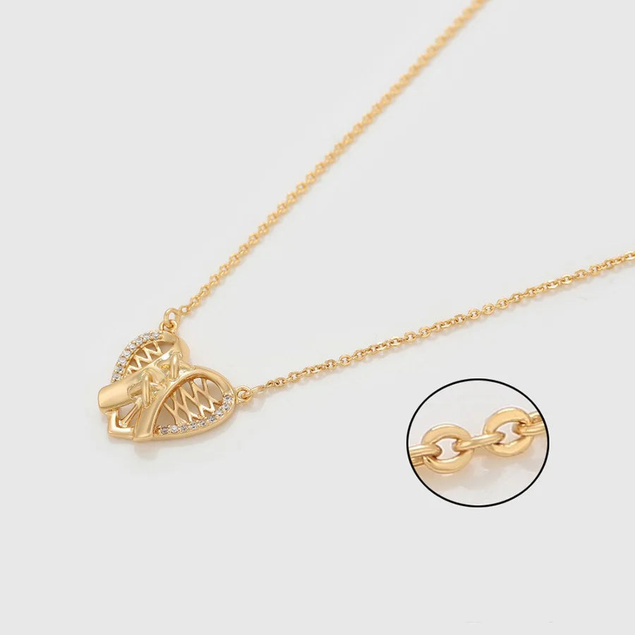 Gold-Plated Heart-Shaped CZ Stone-Studded Demi-Fine Pendant Necklace