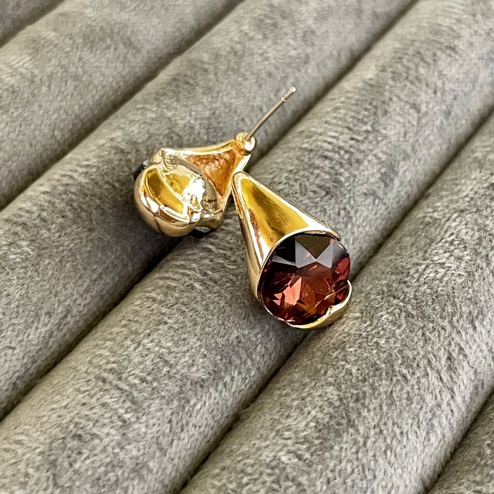 Gold-Plated Korean Crystal Studded Earrings