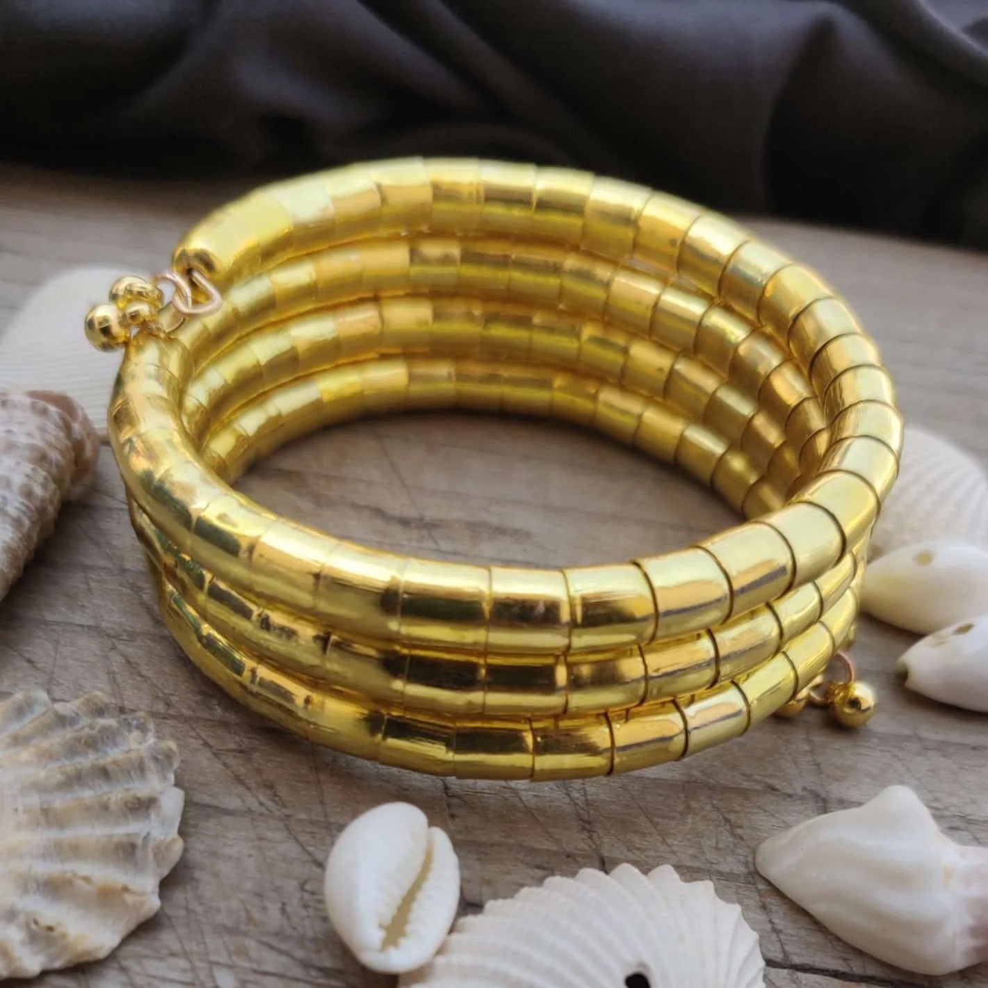 Gold-Plated Lightweight Spiral Wrap Bracelet