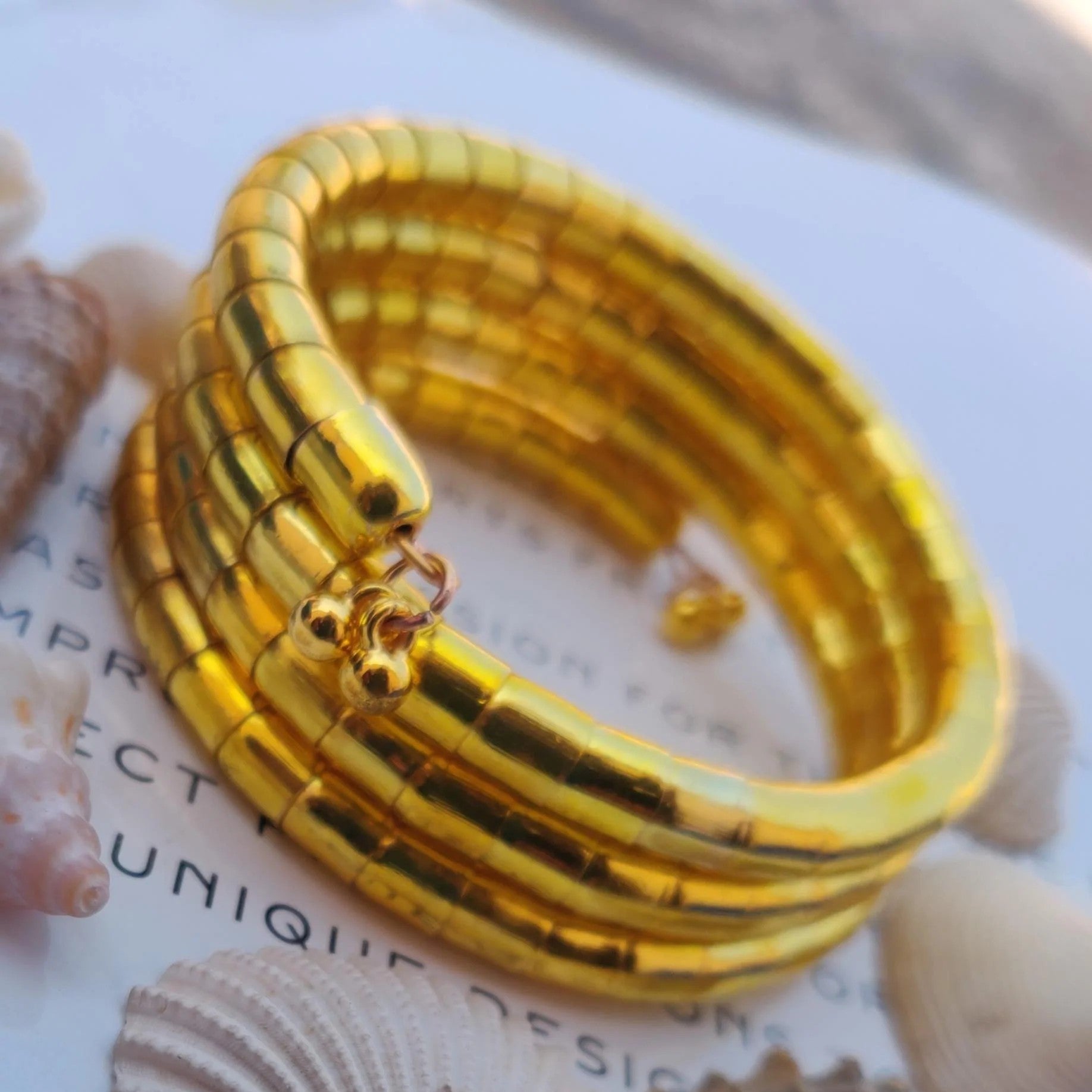 Gold-Plated Lightweight Spiral Wrap Bracelet