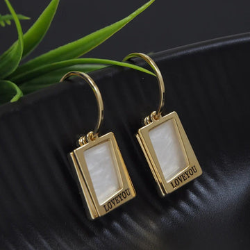Gold-Plated Love You Engraved Dangle Earrings