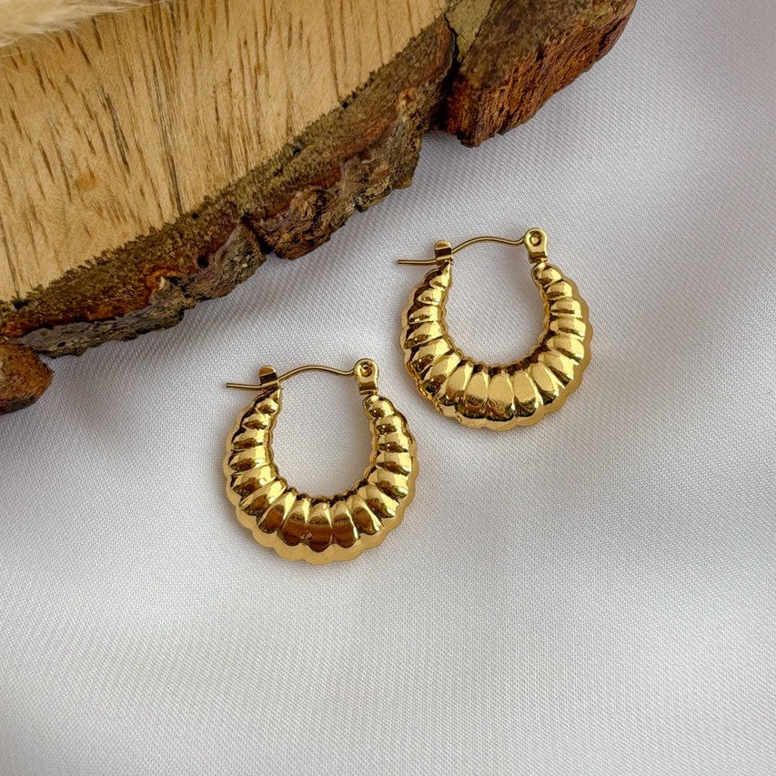 Gold-Plated Mini Croissant Anti-Tarnish Hoop Earrings