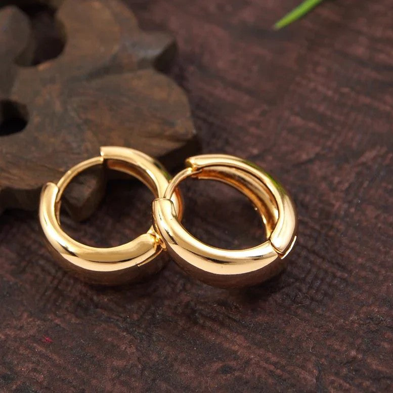 Gold-Plated Minimalist Classic Round Hoop Earrings