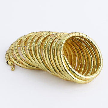 Gold-Plated Multi-Layered Spiral Bangle, Adjustable Bracelet For Women (1pc)