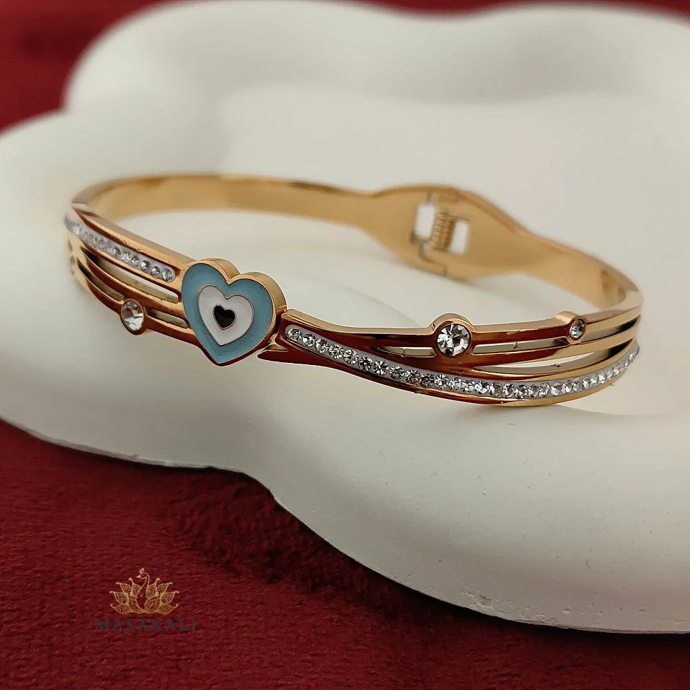 Gold-Plated Openable Evil Eye Heart AD Bracelet