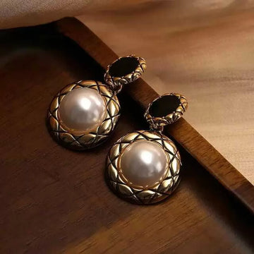 Gold-Plated Pearl Drop Korean Earrings