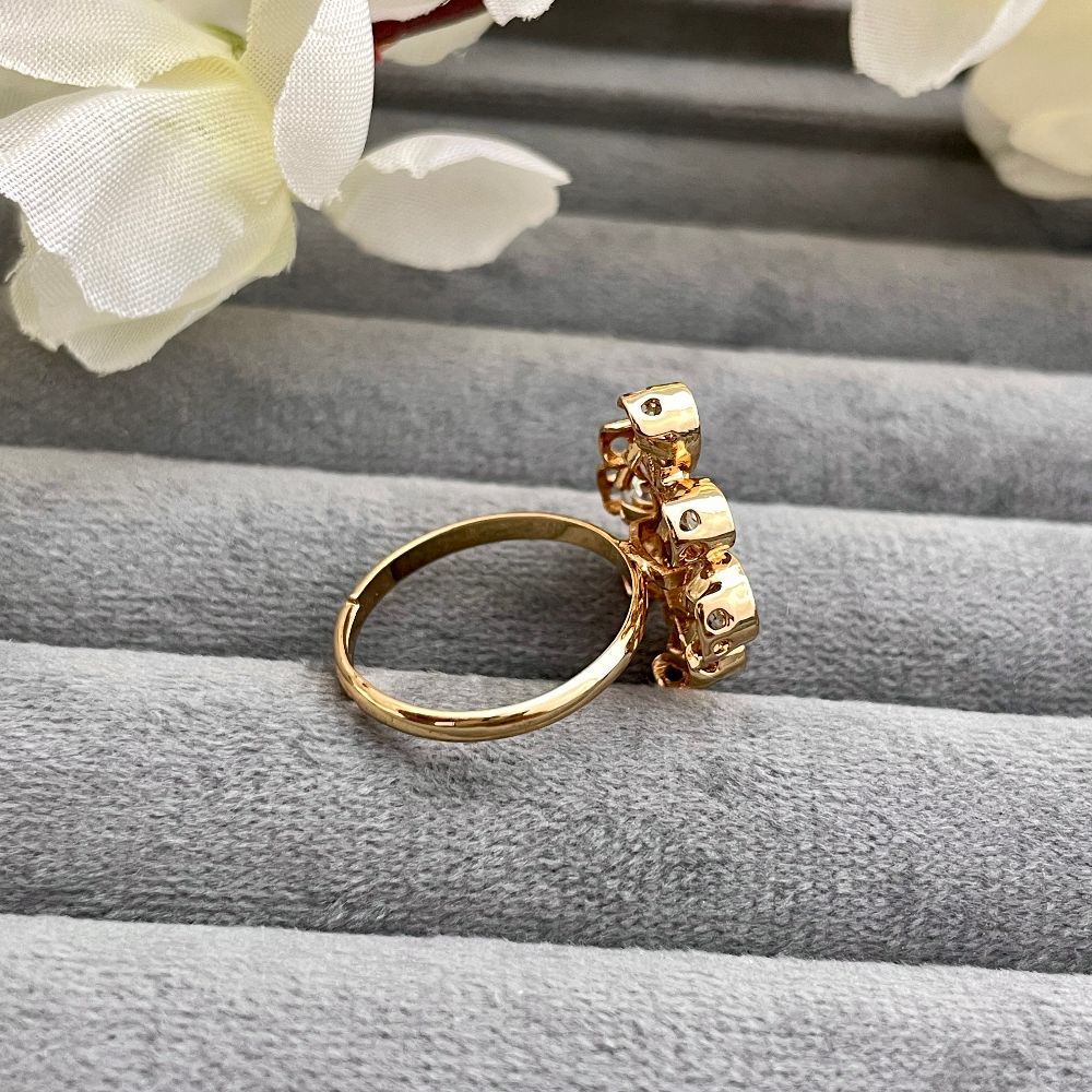 Gold-Plated Ruby Stone-Studded Adjustable Kundan Ring