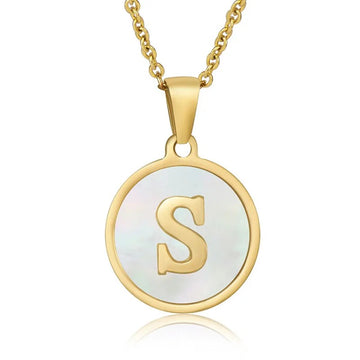 Gold-Plated S Initial Alphabet Pendant Necklace, Letter 'S' Jewellery, White