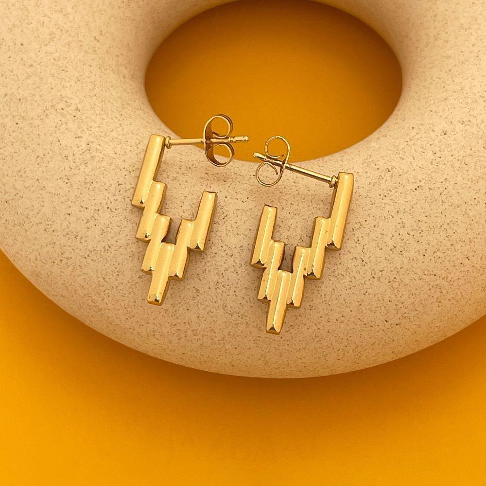 Gold-Plated Stainless Steel Anti-Tarnish Ladder Hoop Earrings