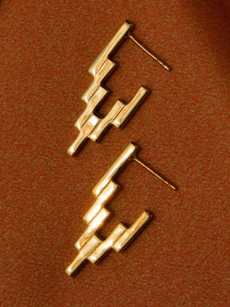 Gold-Plated Stainless Steel Anti-Tarnish Ladder Hoop Earrings