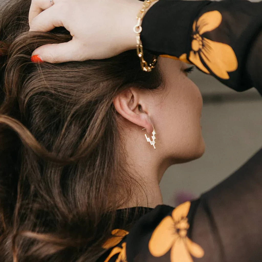 Gold-Plated Stainless Steel Anti-Tarnish Ladder Hoop Earrings