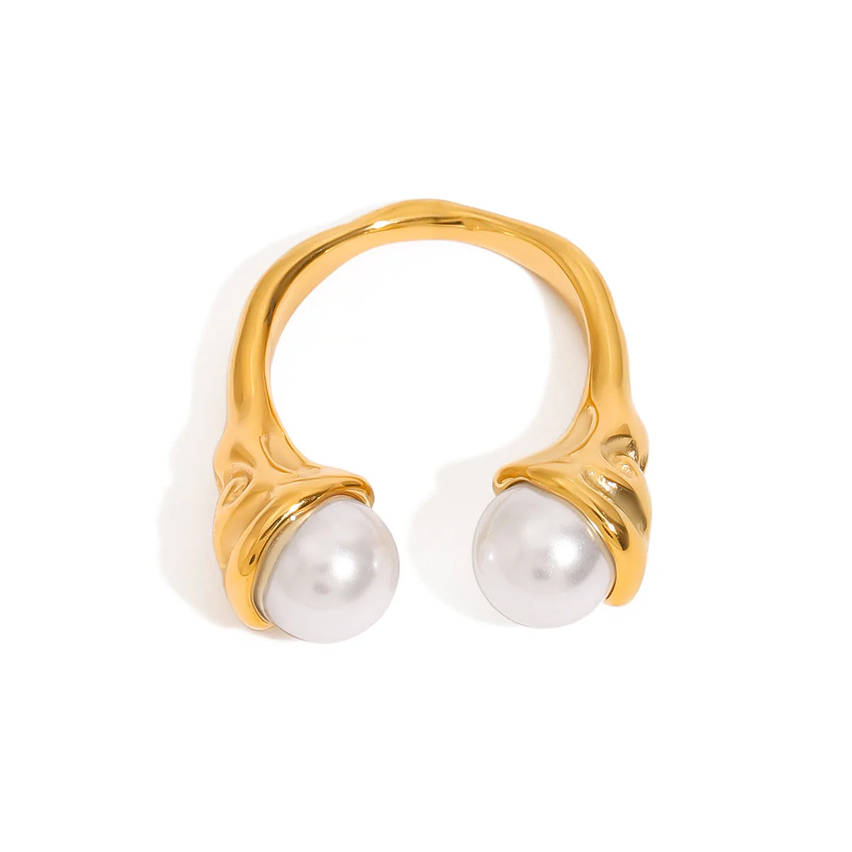 Gold-Plated Stainless Steel Adjustable Pearl Ring