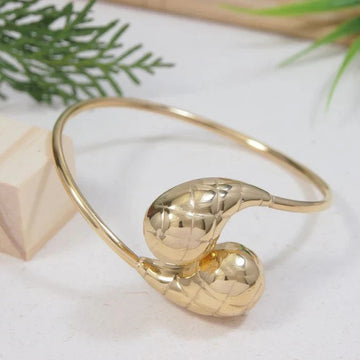 Gold-Plated Teardrop Open Cuff Bracelet, Anti-Tarnish Lightweight Bangle (1pc)
