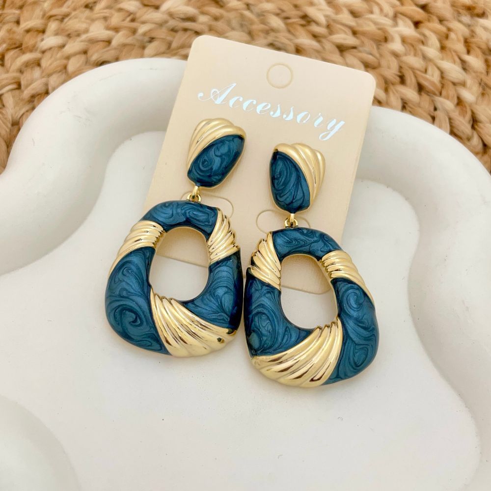 Gold-Plated Textured Korean Dangler Earrings