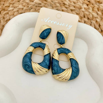 Gold-Plated Textured Korean Dangler Earrings