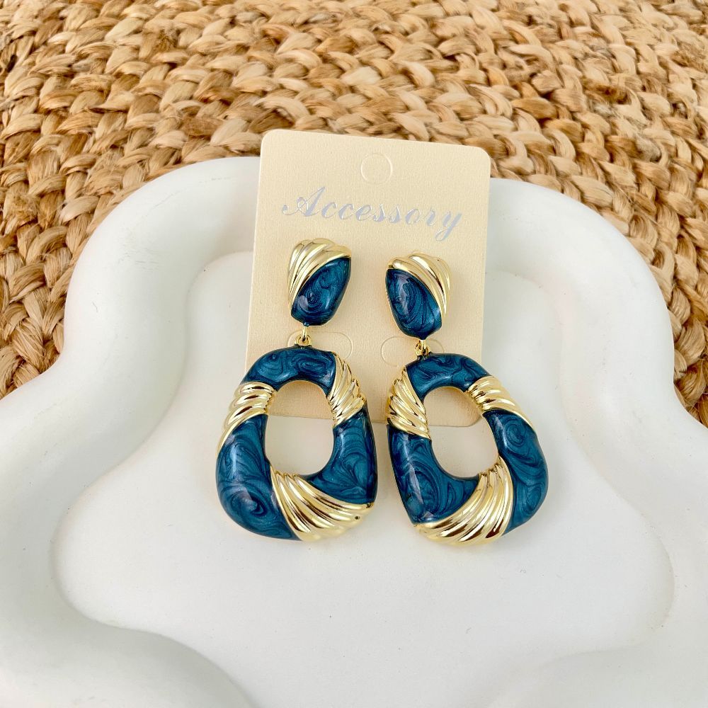 Gold-Plated Textured Korean Dangler Earrings