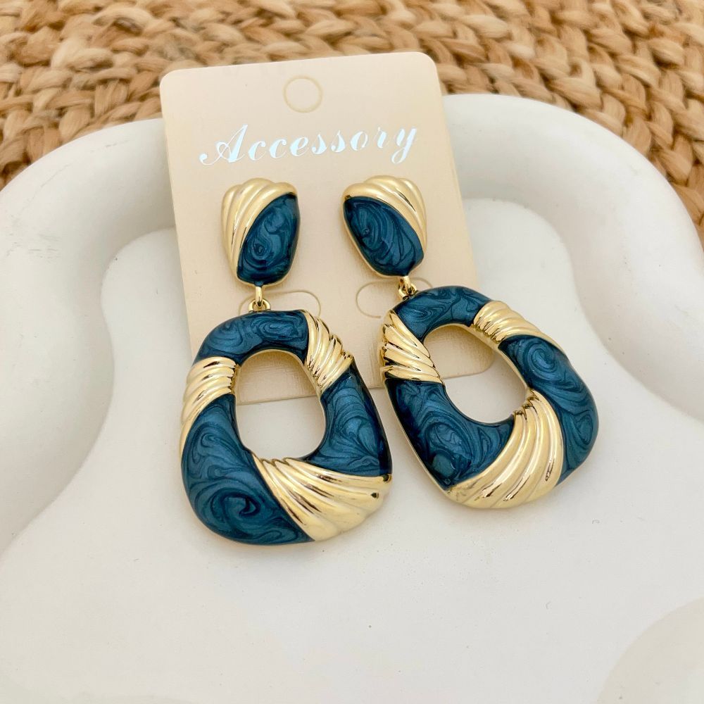 Gold-Plated Textured Korean Dangler Earrings