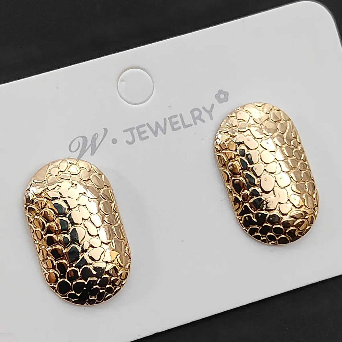 Gold-Plated Trendy Officewear Korean Stud Earrings, Rounded Rectangle Stylish Earrings