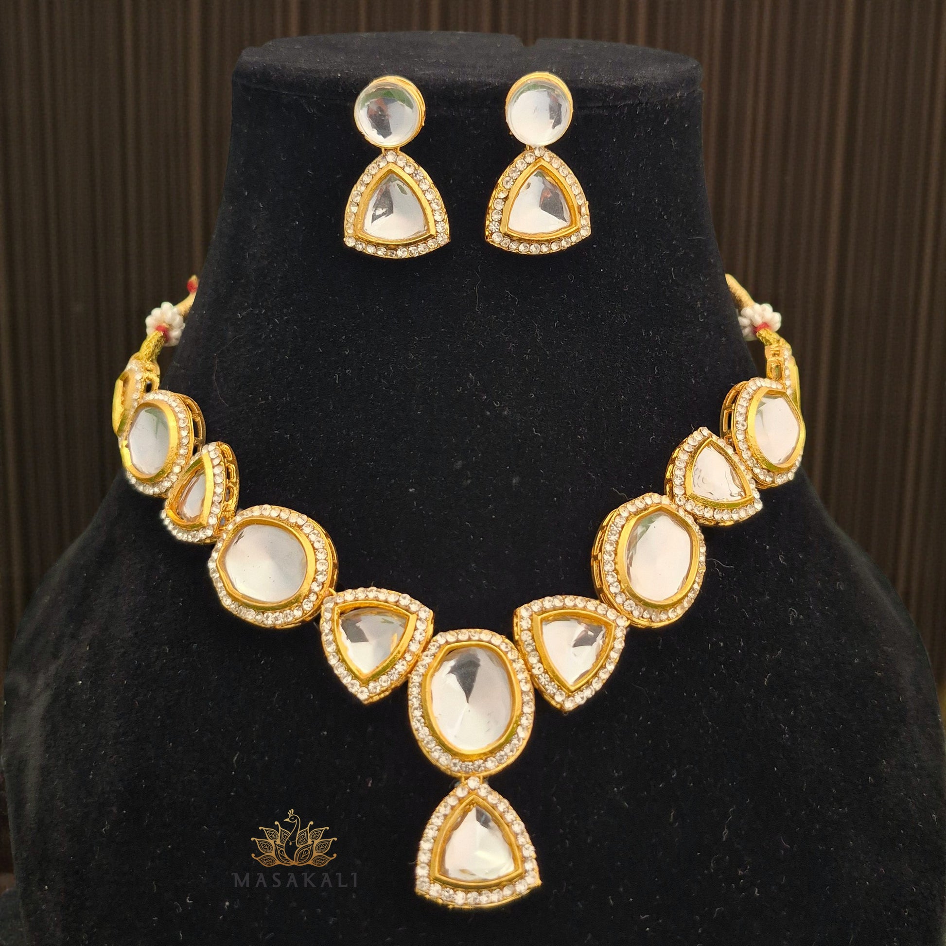 Gold-Plated Uncut Stone Necklace Set