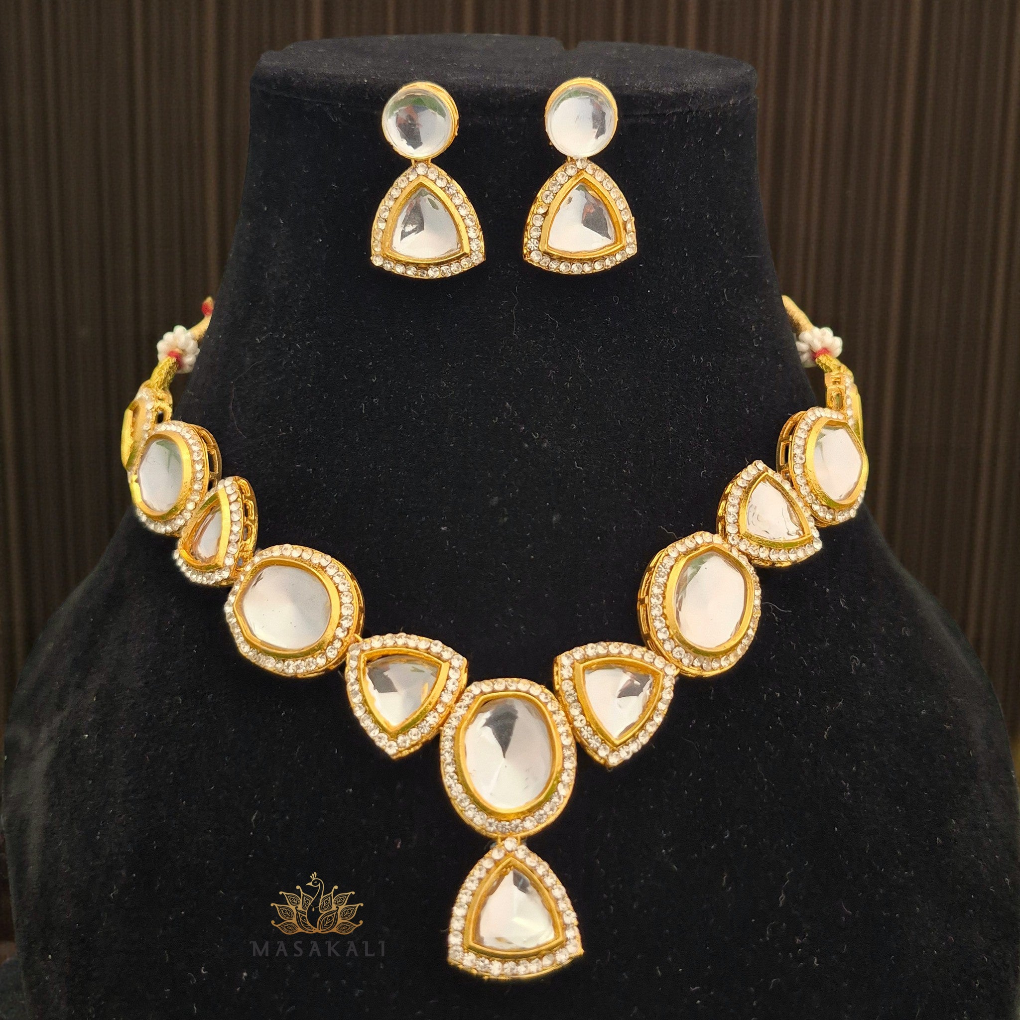 Gold-Plated Uncut Stone Necklace Set