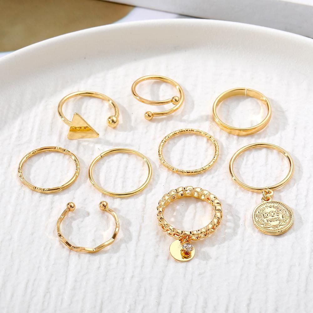 Gold-Plated Vintage Style Stackable Rings 9-Pack