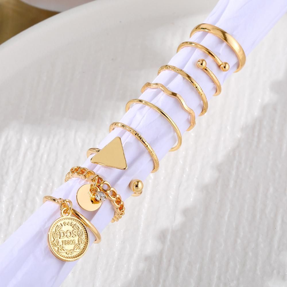 Gold-Plated Vintage Style Stackable Rings 9-Pack